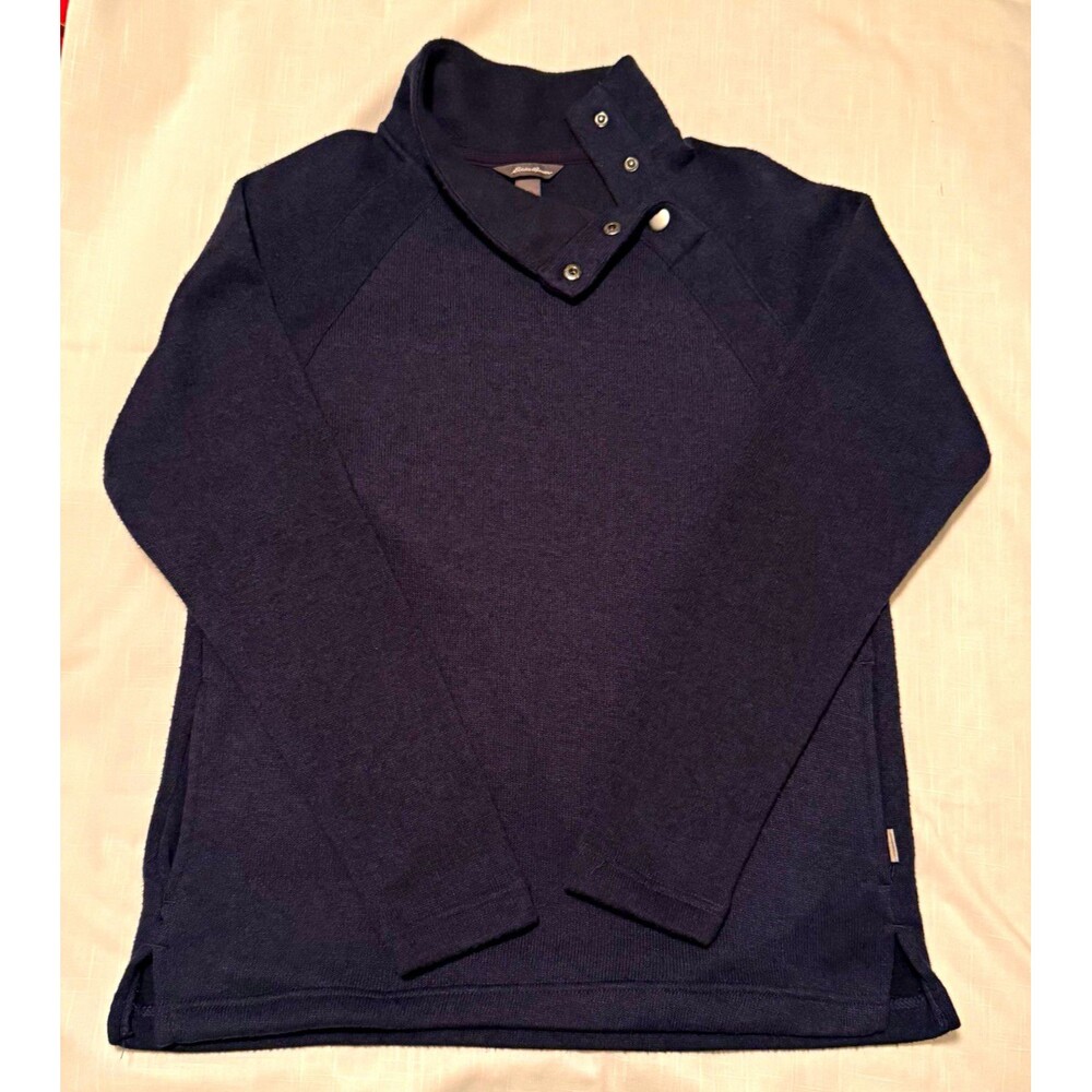 Eddie Bauer Men's M Navy Mock Neck  Pullover Sweater Long Sleeve Knit